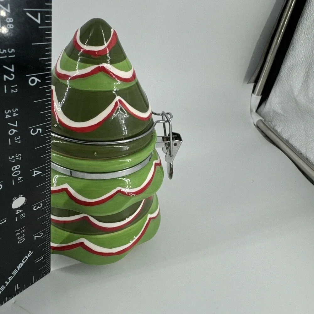 Canister Ceramic Christmas Tree Holiday Green Snacks Treat Jar‎ 7